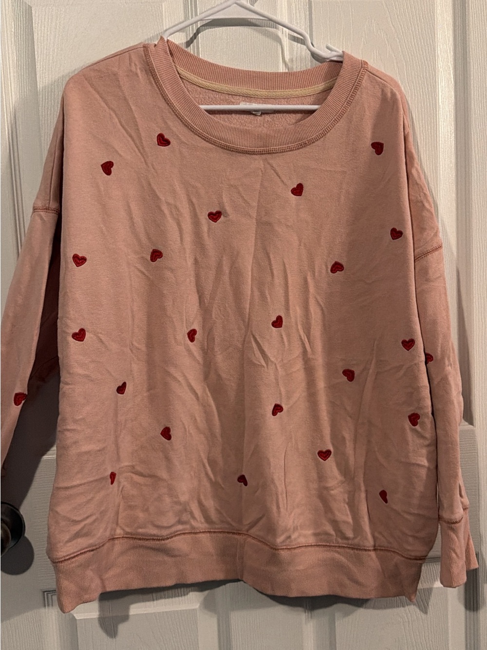 Maurices Pink Sweatshirt with Red Heart Embroidery